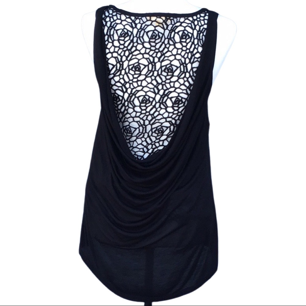 Black Swan Crochet Drape Back Tank Top